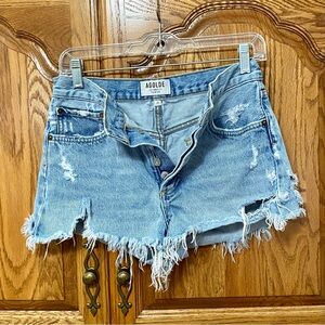 AGOLDE Parker Vintage Button Fly Cutoff Raw Hem Denim Shorts Women’s Size 25